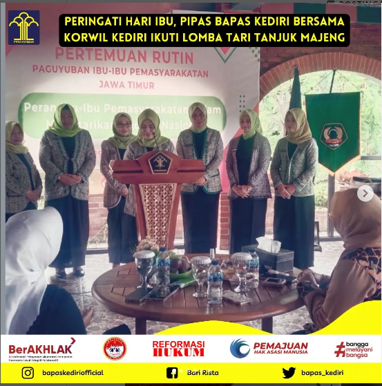 Peringati hari Ibu, Pipas Bapas Kediri Bersama Korwil Kediri ikuti Lomba Tari Tanjuk Majeng
