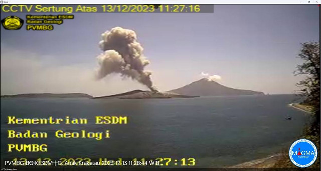 Erupsi Gunung Anak Krakatau (GAK) yang berada di Lampung Selatan. | Foto: PVMBG