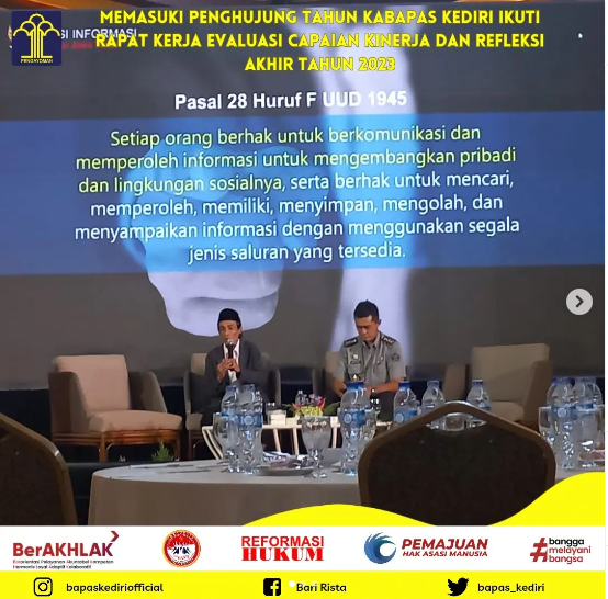 Memasuki penghujung Tahun KaBapas Kediri ikuti Rapat Kerja Evaluasi Capaian Kinerja dan Refleksi Akhir Tahun 2023