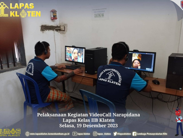 Permudah Komunikasi WBP dengan Keluarga, Lapas Klaten Fasilitasi Video Call