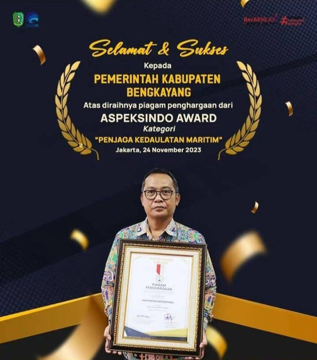 Kabupaten Bengkayang mendapat penghargaan di Aspeksindo Award kategori Penjaga Kedaulatan Maritim. Foto: Dok, Instagram Kominfo Bengkayang