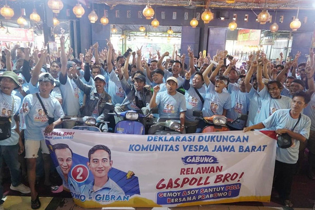 Acara 'Komunitas Vespa Gabung Gaspoll Bro! Dukung Prabowo-Gibran' di Kabupaten Bogor, Kamis (21/12/2023). Foto: Dok. Istimewa