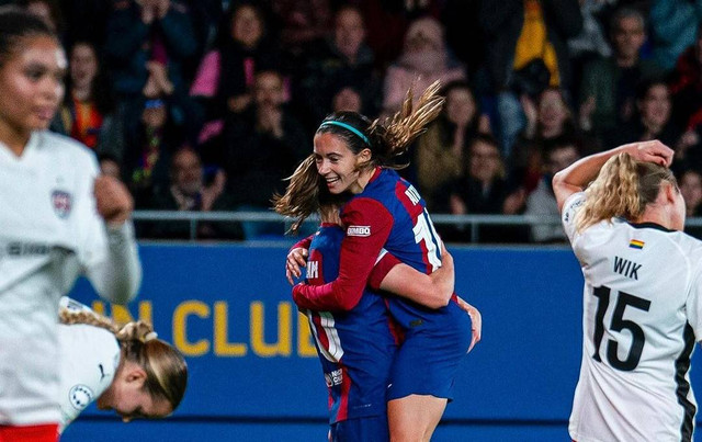 Barcelona menang 7-0 atas Rosengard di pekan keempat Liga Champions Wanita 2023/24. Foto: Instagram/@fcbfemeni