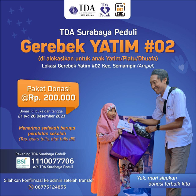 TDA Surabaya Gelar Gerebek Yatim ke-2 di Akhir Tahun 2023