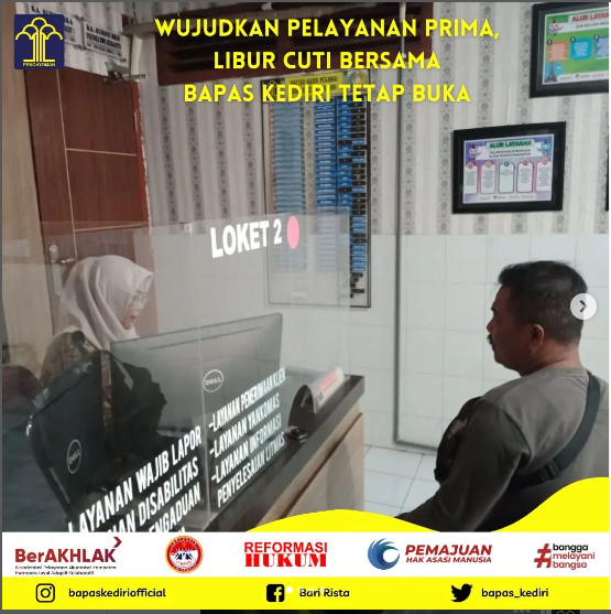 Wujudkan Pelayanan Prima, Libur Cuti Bersama Bapas Kediri Tetap Buka