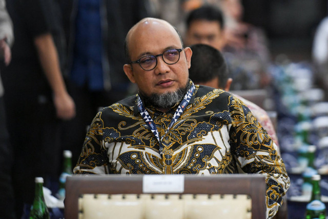 Mantan penyidik KPK Novel Baswedan di Mabes Polri, Jakarta, Rabu (27/12/2023). Foto: Hafidz Mubarak A/ANTARA FOTO