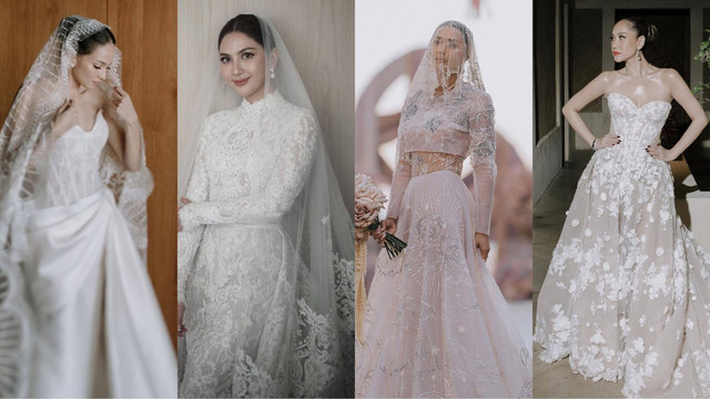 Gaun pengantin Enzy Storia, Jessica Mila, Adinia Wirasti, dan Bunga Citra Lestari. Foto: Instagram @enzy_storia, @jscmila, @adiniawrst, @itsmebcl
