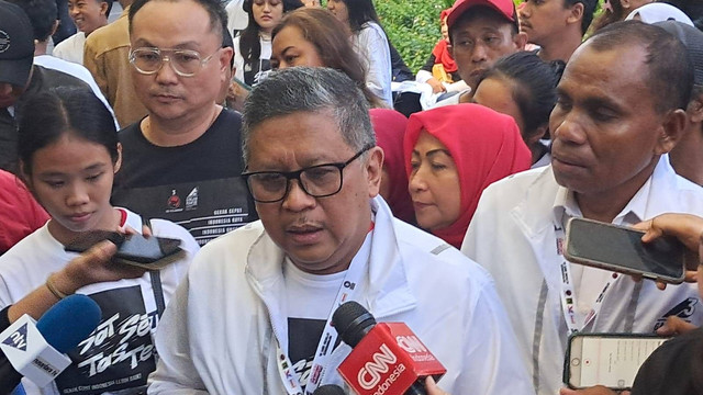Sekjen PDIP Hasto Kristiyanto di Konsolidasi TPN Ganjar-Mahfud di Djakarta Theatre, Jakarta Pusat, Sabtu (30/12/2023). Foto: Annisa Thahira Madina/kumparan