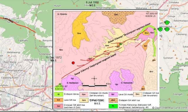 Sesar Cileunyi Tanjung Sari penyebab gempa merusak di Sumedang. Foto: Dok. BMKG
