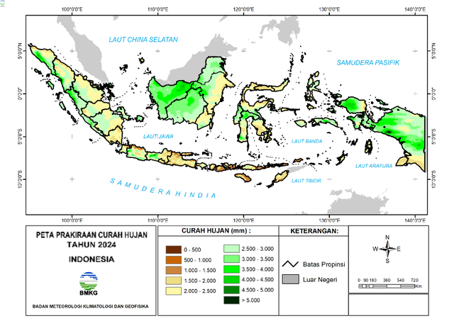 Peta prakiraan iklim di Indonesia. Foto: Dok. BMKG