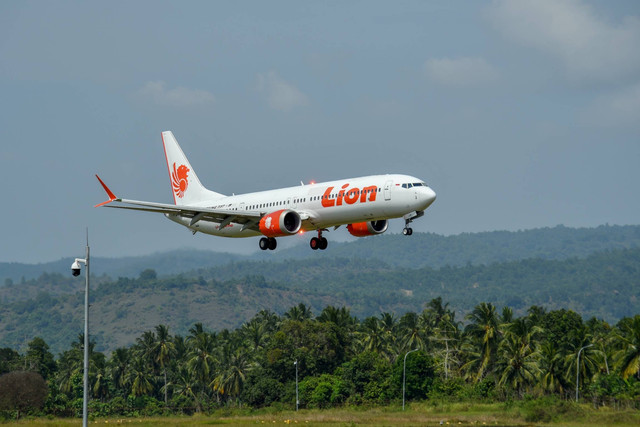 Pesawat Lion Air jenis Boeing 737-9 MAX yang dilarang terbang Kemenhub. Foto: Thunisfly/Shutterstock