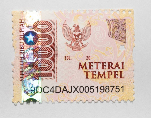 Ilustrasi meterai Rp 10.000. Foto: Direktorat Jenderal Pajak