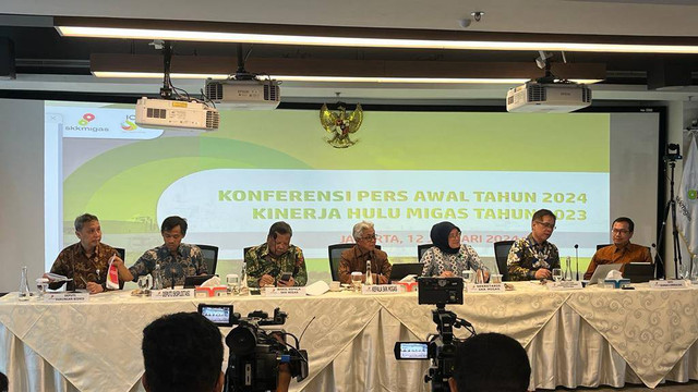 Konferensi pers awal tahun 2024 SKK Migas, Jumat (12/1/2023). Foto: Fariza Rizky Ananda/kumparan