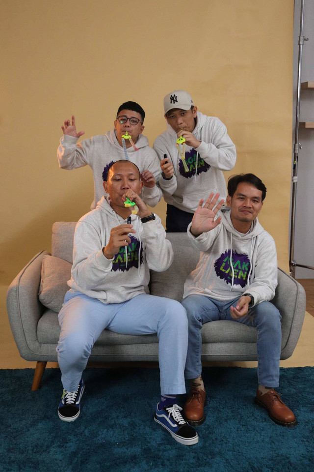 Pemain film Agak Laen saat wawancara di kantor kumparan. Foto: Jamal Ramadhan/kumparan