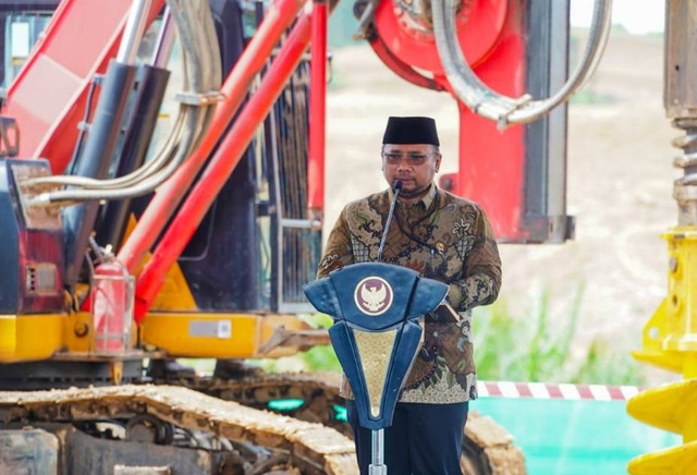 Menag Gus Yaqut saat groundbreaking di IKN Foto: Kemenag RI