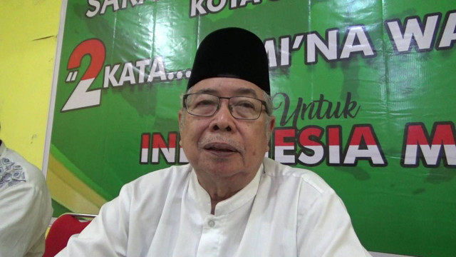 KH Hanief di sela acara Sarasehan Kyai Aswaja Kota Semarang 2 Kata SA'MINA WA ATHA'NA Untuk Indonesia Maju, Minggu (21/1/2024). Foto: Intan Alliva Khansa/kumparan