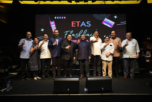 Capres 02, Prabowo Subianto menghadiri acara pertemuan relawan Erick Thohir Alumni Amerika Serikat (ETAS), di Plaza Senayan, Jakarta, Senin (22/1). Foto: Dok. Istimewa