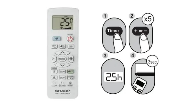 Ilustrasi cara setting timer AC Sharp. Foto: Kumparan 