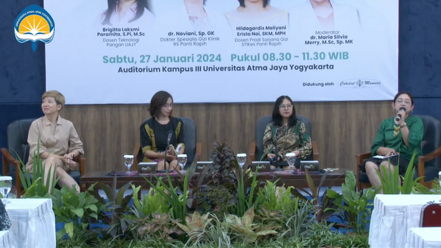 Seminar Umum bertajuk 'Memahami Nilai Gizi, Memilih, dan Mempertahankan Perilaku Hidup Sehat demi Generasi yang lebih Unggul' yang digelar di UAJY, Sabtu (27/1/2024). Foto: istimewa
