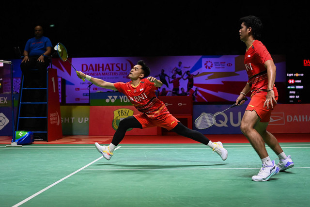 Pebulu tangkis ganda putra Indonesia Leo Rolly Carnando (kiri) dan Daniel Marthin. Foto: Aditya Pradana Putra/ANTARA FOTO