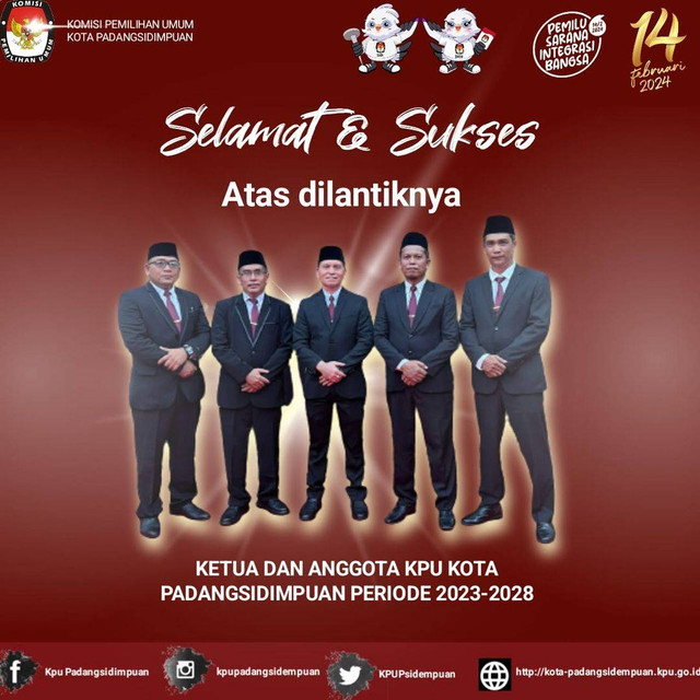 Ketua dan Anggota KPU Padangsidimpuan periode 2023-2028. Dok: Instagram @kpupadangsidempuan