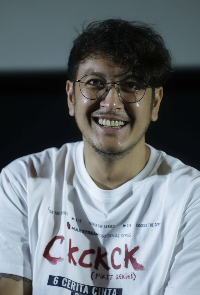 Dimas Anggara saat konferesi pers film series Ckckck di Grand Indonesia, Jakarta, Selasa, (30/1/2024). Foto: Agus Apriyanto