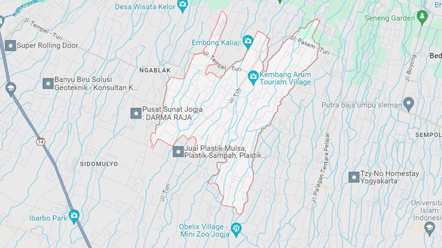 Ilustrasi Denah Desa/Kelurahan Donokerto (Sumber: Google Maps)