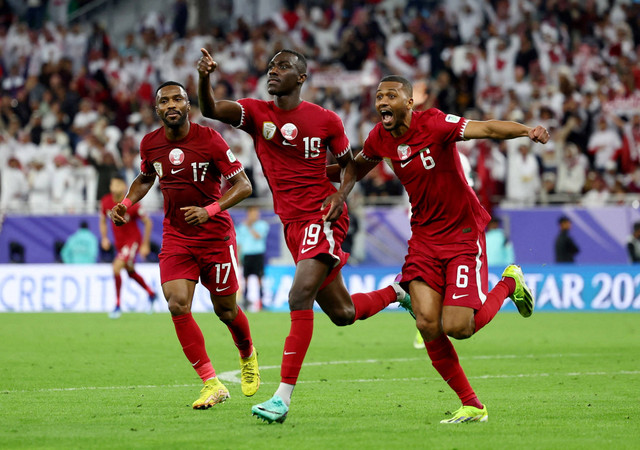 Iran vs Qatar dalam laga semifinal Piala Asia di Al Thumama Stadium, Doha, pada 8 Februari 2024. Foto: REUTERS/Molly Darlington
