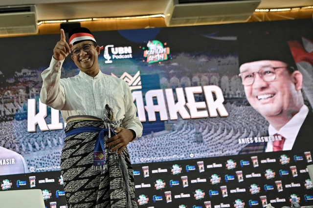 Capres 01, Anies Baswedan dalam dialog bertajuk “Haji untuk Semua” di Al Azhar Jakarta, Kamis (8/2/2024). Foto: Dok. Istimewa
