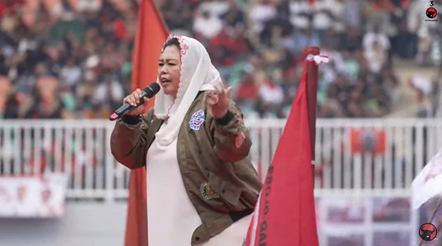 Yenny Wahid menghadiri kampanye Ganjar-Mahfud di Bogor. Foto: Youtube/PDI Perjuangan