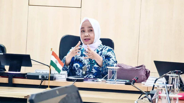 Kepala BMKG Dwikorita Karnawati dalam Steering Group Meeting selama ICG/IOTWMS di India. Foto: Dok. BMKG