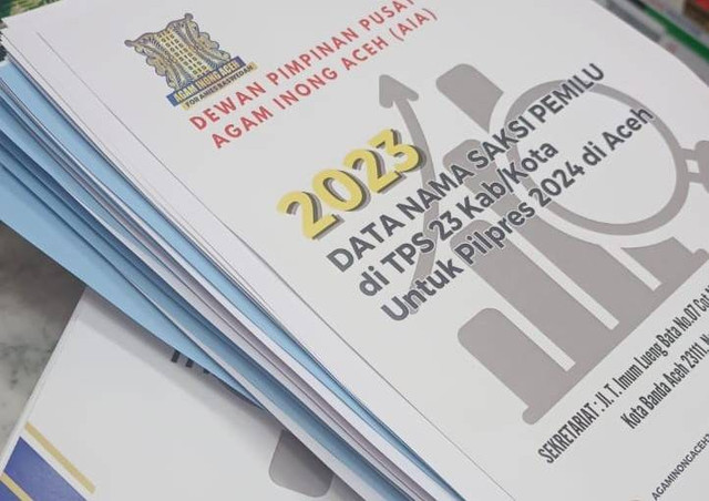 Data saksi untuk pengawalan TPS di Aceh yang dikelola oleh Agam Inong Aceh (AIA) (foto: dokrpi)
