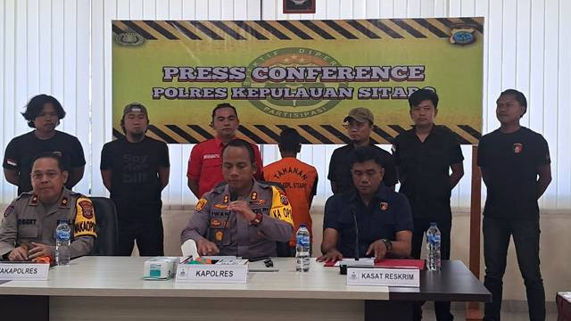 Polres Sitaro mengungkap kasus pembunuhan sadis di Kabupaten Sitaro.