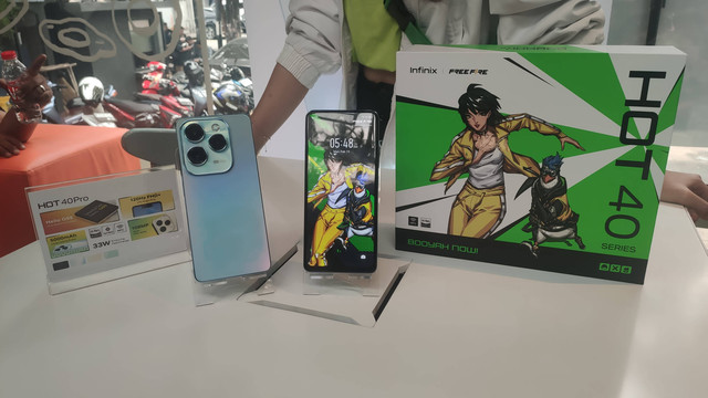 Infinix Hot 40 Pro di acara peluncuran Infinix Hot 40 Series di Jakarta, Senin (19/2). Foto: Muhammad Fikrie/kumparan