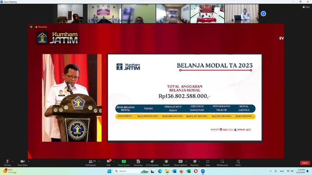 Entry Meeting Pemeriksaan BPK, Rupbasan Mojokerto Ikuti Secara Virtual Zoom