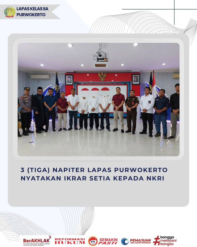 Tiga Napiter Lapas Purwokerto Nyatakan Ikrar Setia kepada NKRI