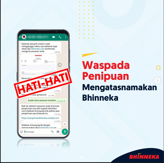 Gambar 1. Ilustrasi Waspada Penipuan, Sumber: Sosial Media Bhinneka.com