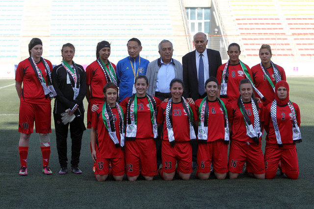 Timnas wanita Palestina. Foto: Abbas Momani/AFP