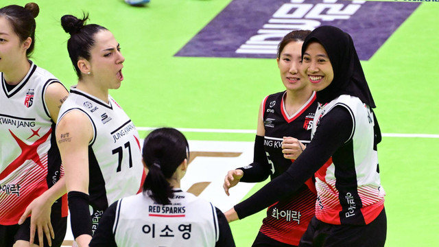 Megawati Hangestri Pertiwi saat membela tim voli Korea Selatan, Daejeon JungKwanJang Red Sparks. Foto: kovo.co.kr
