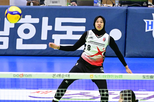 Megawati Hangestri Pertiwi saat membela tim voli Korea Selatan, Daejeon JungKwanJang Red Sparks. Foto: kovo.co.kr