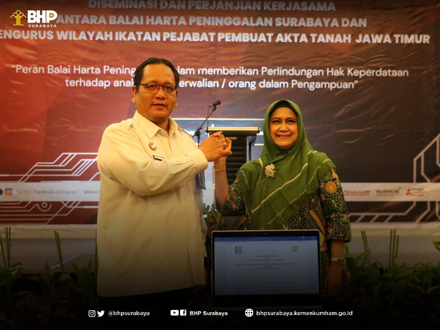 dok. Humas BHP Surabaya/Kepala BHP Surabaya, Hendra Andy Satya Gurning bersama Ketua Pengwil IPPAT, Dr. Isy Karimah Syakir, S.H., M.H., M.Kn.