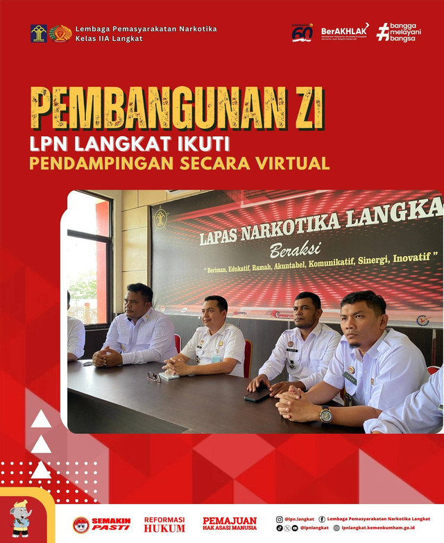 Siap Membangun Zona Integritas Lapas Narkotika Langkat Ikuti Pendampingan oleh Ditjenpas Secara Virtual