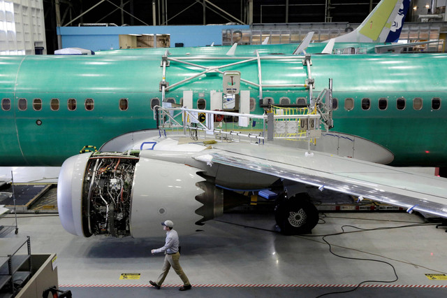 Perakitan Boeing 737 MAX-9 di fasilitas produksi di Renton, Washington, AS, 13 Februari 2017. Foto: Jason Redmond/Reuters