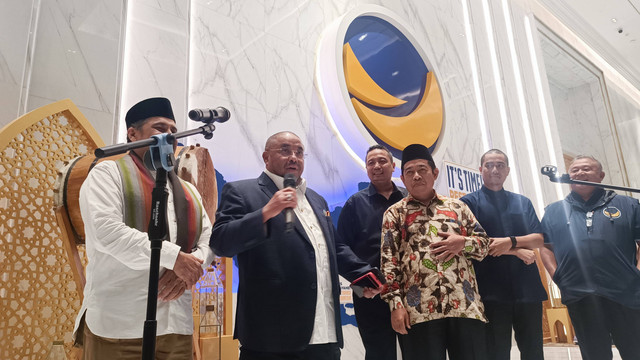 Konferensi pers pertemuan 3 Sekjen dari Koalisi Perubahan di NasDem Tower, Menteng, Jakpus, Jumat (15/3). Foto: Thomas Bosco/kumparan