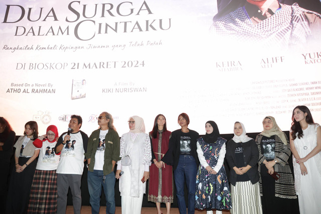 Konferensi pers dan gala premier film Dua Surga Dalam Cintaku di Bintaro Xchange, Tangerang Selatan, Senin, (18/3/2024). Foto: Agus Apriyanto