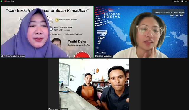 Sambutan untuk membuka acara Pelatihan Barista "Cari Berkah Plus Cuan di Bulan Ramadhan" dari ketua OK OCE GAN.