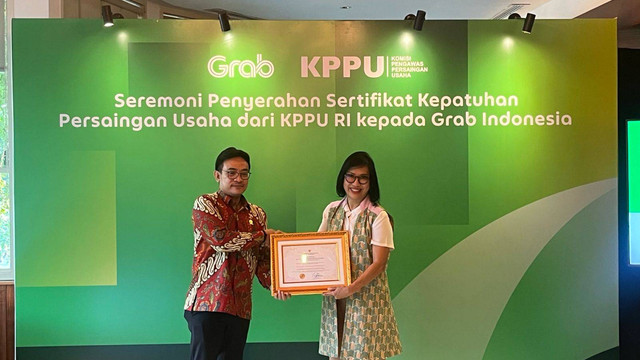 Grab Jadi Perusahaan Pertama yang Kantongi Sertifikat Kepatuhan dari KPPU