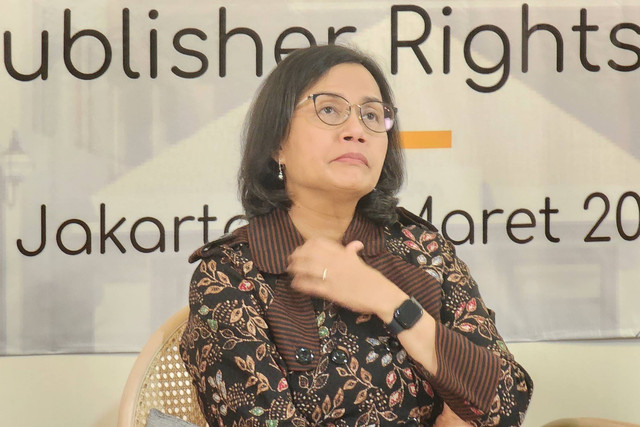 Menteri Keuangan RI, Sri Mulyani dalam Editor's Talk Forum Pemred di Gedung Antara, Jakarta Pusat, Rabu (27/3).  Foto: Fadlan Nuril Fahmi/kumparan