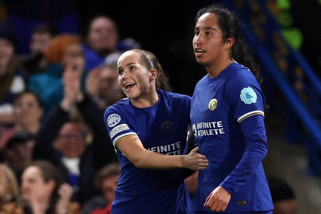 Pemain Chelsea Mayra Ramirez merayakan gol pertama mereka di Stamford Bridge, London, Inggris, Rabu (27/3/2024). Foto: Action Images via Reuters/Paul Childs
