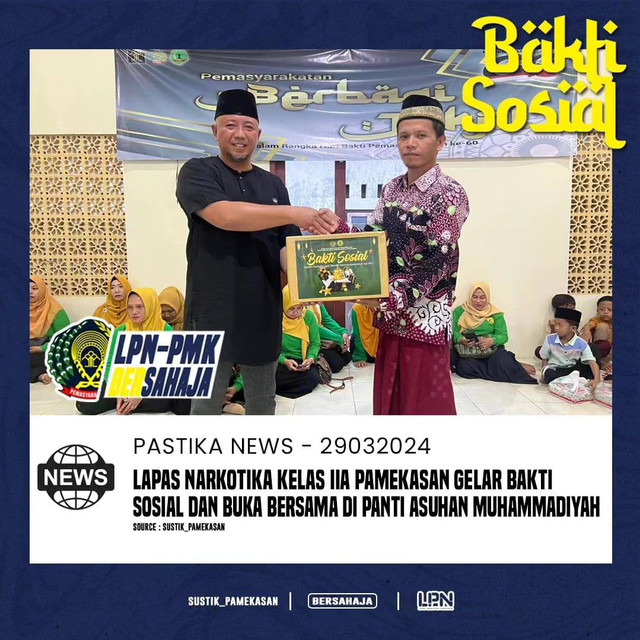 Lapas Narkotika Kelas IIA Pamekasan menggelar bakti sosial dan buka puasa bersama di Panti Asuhan Muhammadiyah, Senin (01/04/2024) Sore (Foto : Humas Lapas Narkotika Pamekasan).